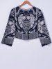 Stylish Owl Embroidery Round Neck Blouse For Women -  