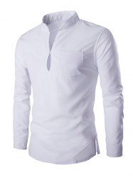 [28% OFF] Mandarin Collar Long Sleeve Slim Fit Shirt | Rosegal