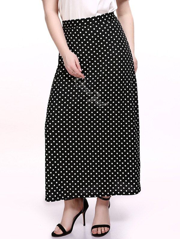 plus size polka dot maxi skirt