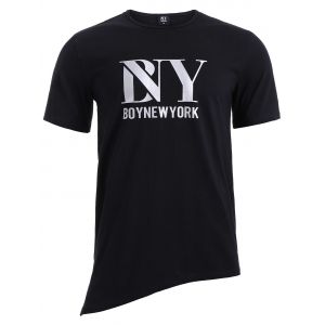 

BoyNewYork Asymmetric Hem Short Sleeves T-Shirt, Black