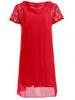 Lace Spliced Short Sleeve Shift Chiffon Dress -  