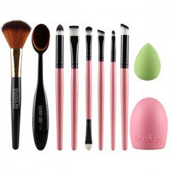 Stylish 6 Pcs Eye Makeup Brushes Set + Blush Brush + Foundation Brush + Brush Egg + Makeup Sponge -  