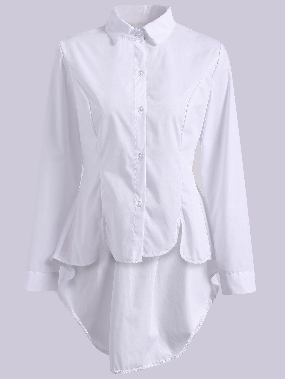 [41% OFF] Trendy Shirt Collar Long Sleeve Solid Color Asymmetrical ...