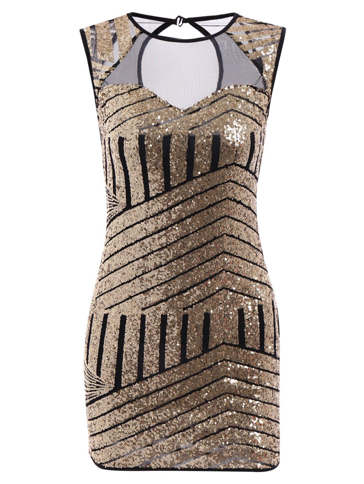 2019 Women's Stylish Sleeveless Jewel Neck Geometrical Sequined Bodycon