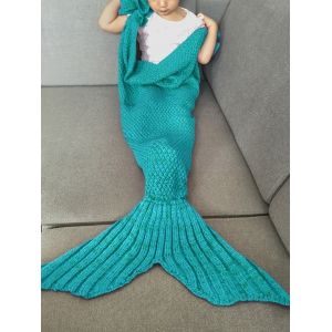 

Falbala Shape Mermaid Tail Design Knitted Baby Blankets, Green