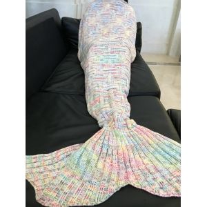 

Chic Quality Colorful Geometric Pattern Wool Knitted Mermaid Tail Design Blanket, Colormix