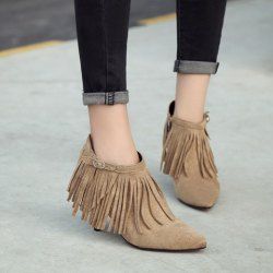 pointed toe side zip chunky boots