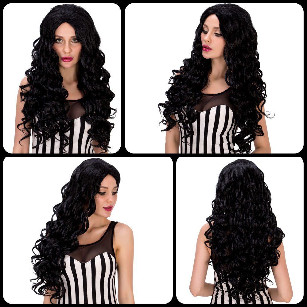 

Faddish Long Curly Black Women's Synthetic Hair Wig