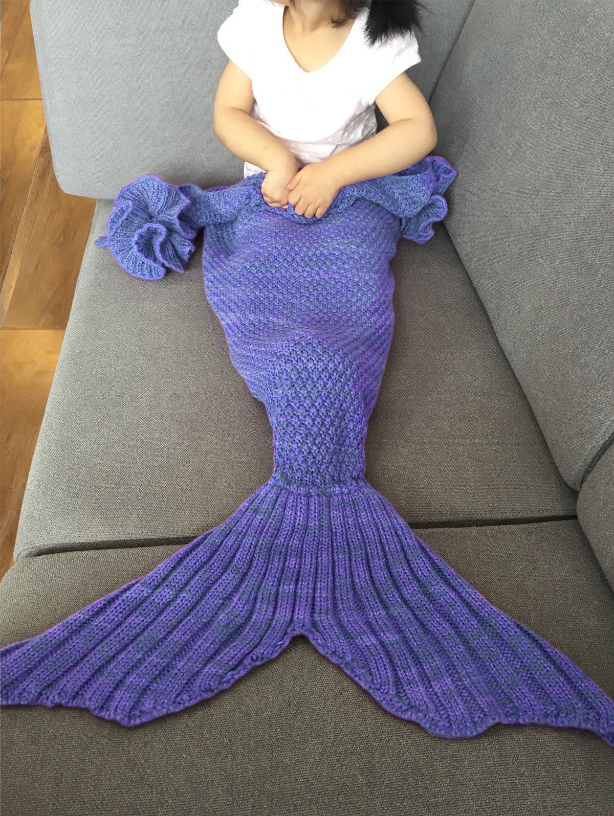 Chic Falbala Shape Mermaid Tail Design Knitted Baby Blankets  