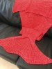 Couverture Chaude et Confortable Tricotée en Laine Design Queue de Sirène Couleur Unie - Rouge 
