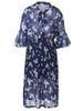 Vintage Short Sleeve Floral Print Pleated Dress -  