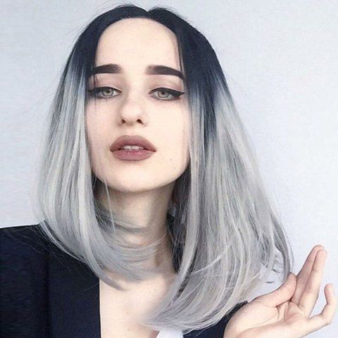 27 Off Fashion Medium Straight Middle Part Mixed Color Women S