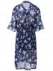 Vintage Short Sleeve Floral Print Pleated Dress -  