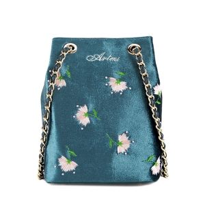 Floral Velour Crossbody Bag