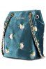 Floral Crossbody Velour Sac - Bleu 