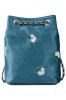 Floral Crossbody Velour Sac - Bleu 