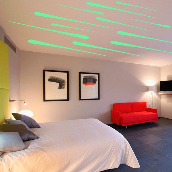 

Creative 17CM Plastic Fluorescent Meteor Patch 12 Pack Wall Stickers, Yellow