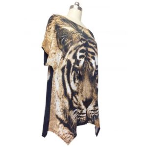 Black One Size Trendy Tiger Print Loose Fitting Animal Print Blouse For ...