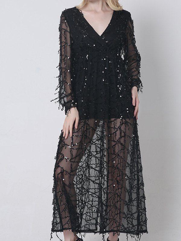 sheer sequin gown