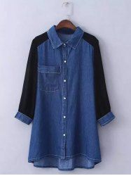 plus size long denim shirt