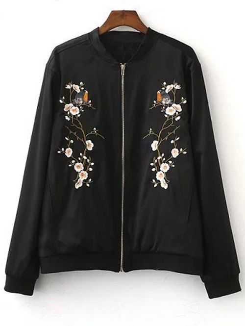 Shops Flower Embroidered  Bomber Jacket  