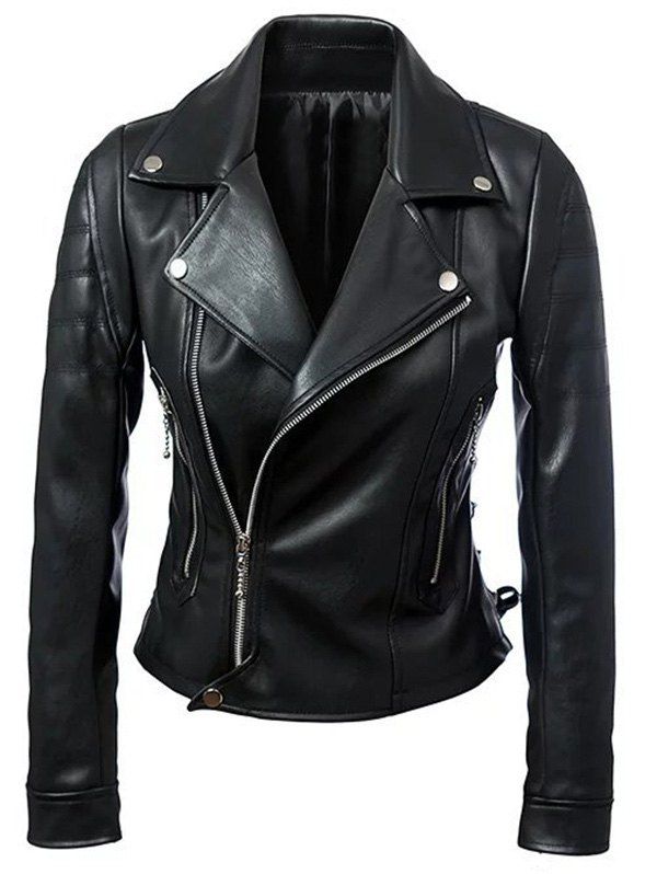 [69% OFF] Punk Faux Leather Biker Jacket | Rosegal