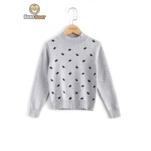 

Elephant Pattern Pullover Sweater, Light gray