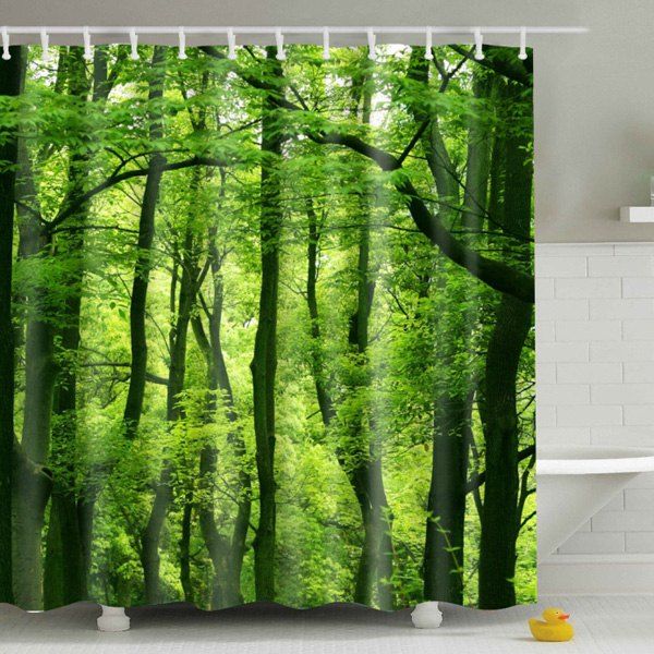 

Eyeful Eco-Friendly Green Woods Printing Shower Curtain For Bathroom, Colormix