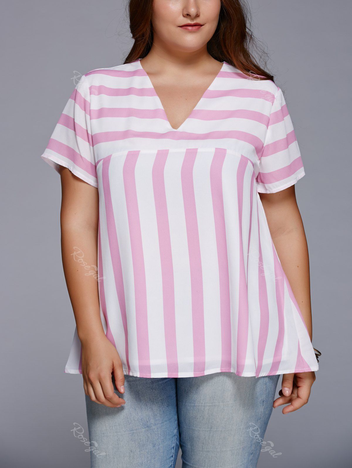 striped plus size shirt