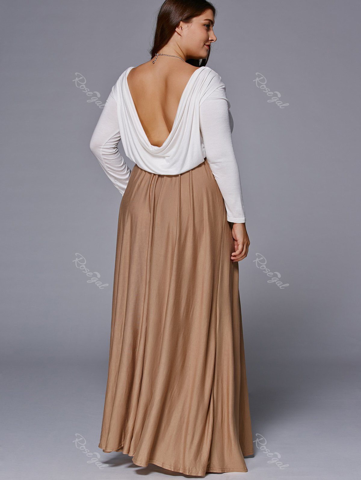 [26% OFF] Chic Long Sleeve Plus Size Maxi Dress | Rosegal