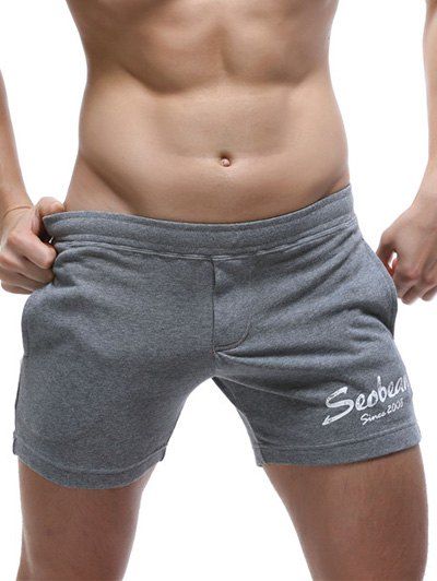 

Casual Style Pockets Design Letter Print Lounge Shorts For Men, Gray