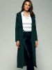 Elegant Belted Flounce Pure Color Maxi Wrap Long Trench Coat -  