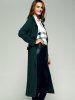 Elegant Belted Flounce Pure Color Maxi Wrap Long Trench Coat -  