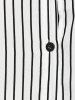 Striped Side Slit Tunic Linen Shirt Dress -  