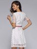 Sweet Lacework Pure Color See-Through Dress With Belt -  