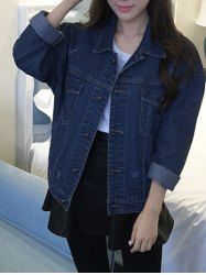 Trendy Single-Breasted Pocket Design Denim Jacket -  