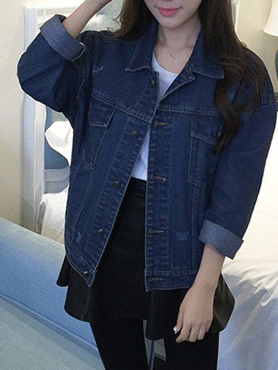 Discount Trendy Single-Breasted Pocket Design Denim Jacket  