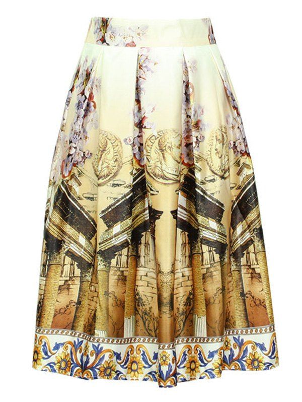 [32% OFF] Trendy Elastic Waist Ornate Printed Women's Skirt | Rosegal
