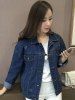 Trendy Single-Breasted Pocket Design Denim Jacket -  