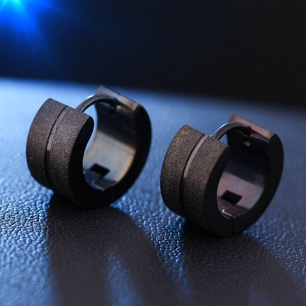 

Vintage Round Hoop Earrings, Black
