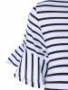 Trendy Cold Shoulder Striped Loose Fitting Dress -  