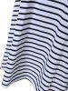 Trendy Cold Shoulder Striped Loose Fitting Dress -  