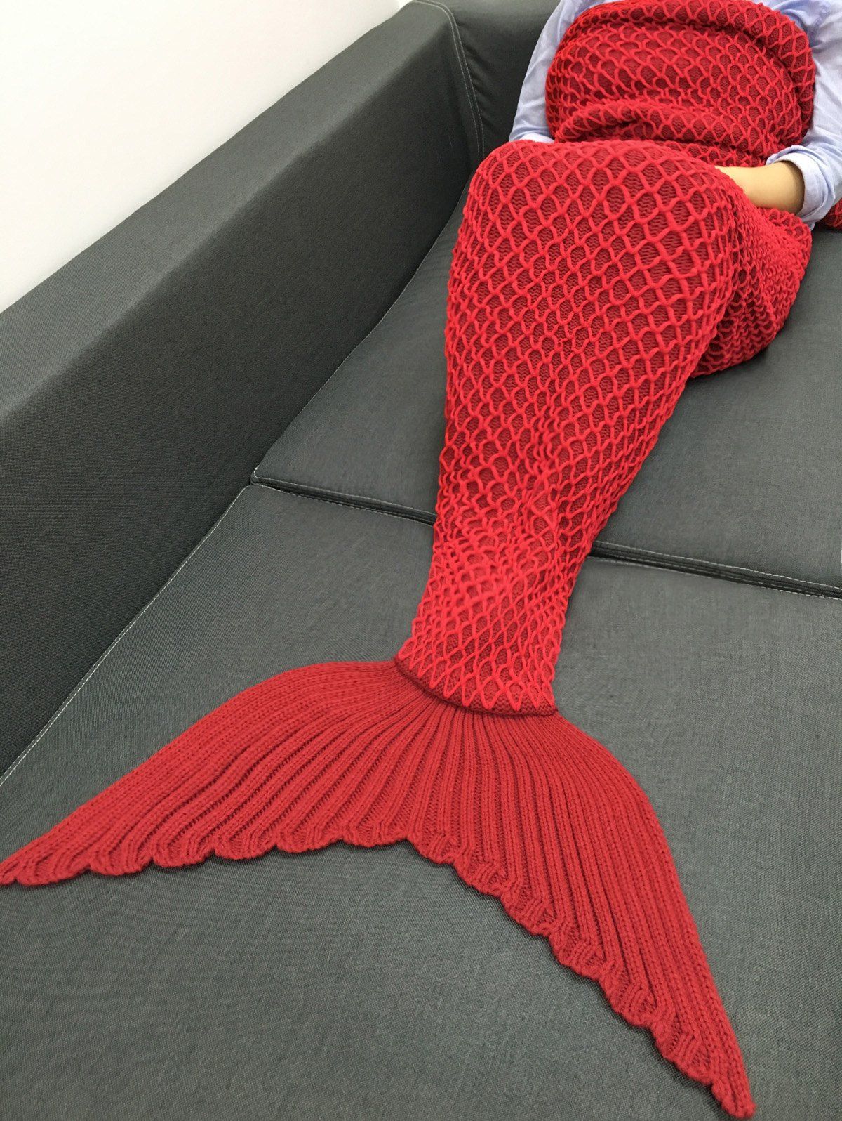 Buy High Quality Knitting Fishing Net Design Mermaid Shape Blanket  
