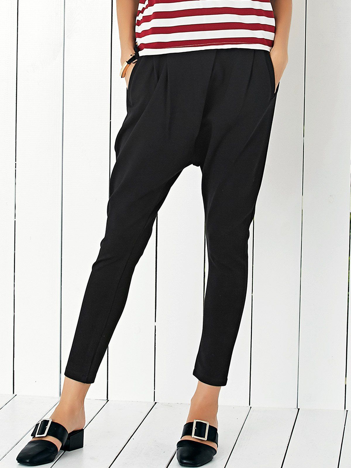 stretchy black trousers