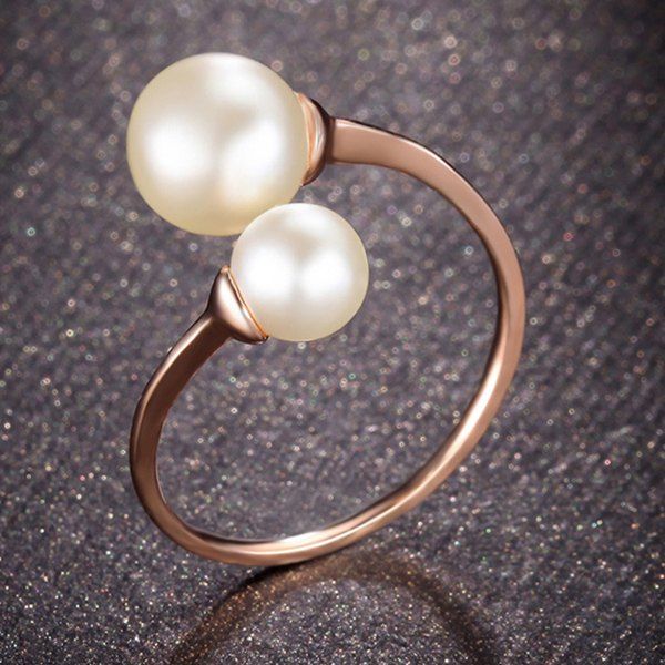 Store Faux Pearl Rose Gold Cuff Ring  