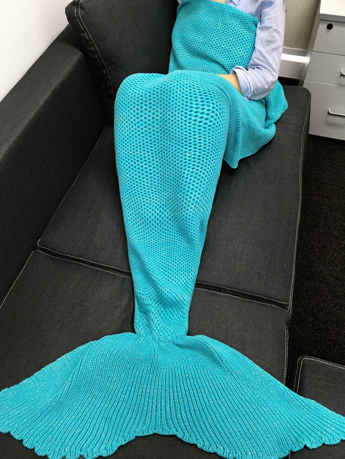 Discount Warmth Knitting Solid Color Mermaid Design Blanket  