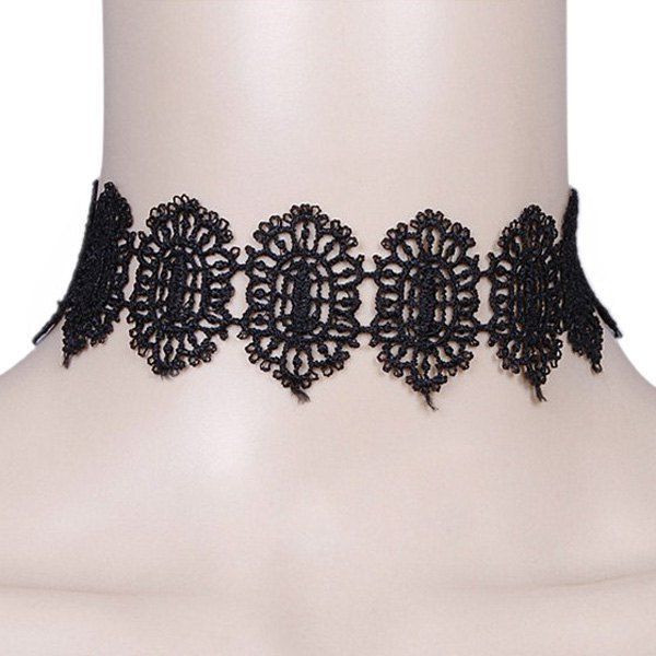 

Gothic Style Hollow Out Choker Necklace, Black