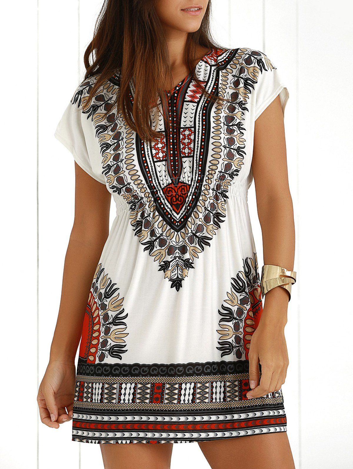 [8% OFF] Casual Ethnic Summer Mini Dress | Rosegal