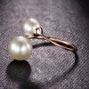 Faux Pearl Rose Gold Cuff Ring -  
