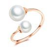 Faux Pearl Rose Gold Cuff Ring -  